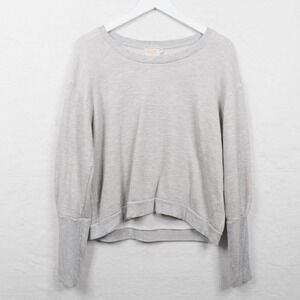 NATION LTD Bethany Sweatshirt Heather Grey Crewneck Long Bishop Sleeve Sz L